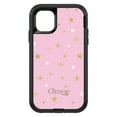 thumbnail image 1 of DistinctInk Case for iPhone 15 (6.1" Screen) - OtterBox Defender Custom Black Case - Pink & Gold Print - Stars Pattern, 1 of 2