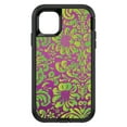 thumbnail image 1 of DistinctInk OtterBox Defender Custom Case for Apple iPhone 15 (6.1" Screen) - Purple Green Floral Pattern - Lightweight Grip, 1 of 2