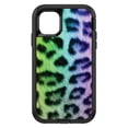 thumbnail image 1 of DistinctInk Case for iPhone 15 (6.1" Screen) - OtterBox Defender Custom Black Case - Rainbow Leopard Cheetah Fur Print, 1 of 2