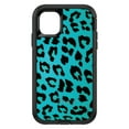 thumbnail image 1 of DistinctInk OtterBox Defender Custom Case for Apple iPhone 15 (6.1" Screen) - Teal Black Leopard Skin Spots - Lightweight Grip, 1 of 2