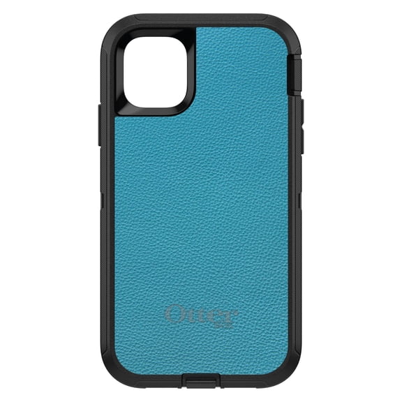 DistinctInk OtterBox Defender Custom Case for Apple iPhone 15 (6.1" Screen) - Printed Faux Leather Image - Shockproof Protection