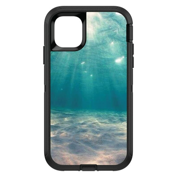 DistinctInk OtterBox Defender Custom Case for Apple iPhone 15 (6.1" Screen) - Underwater Sun Sand - Raised Bezel Screen Guard