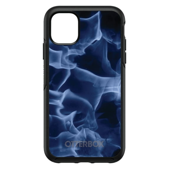DistinctInk Case for iPhone 15 (6.1" Screen) - OtterBox Symmetry Custom Black Case - Blue Black Flame Fire - Printed Image of Fire
