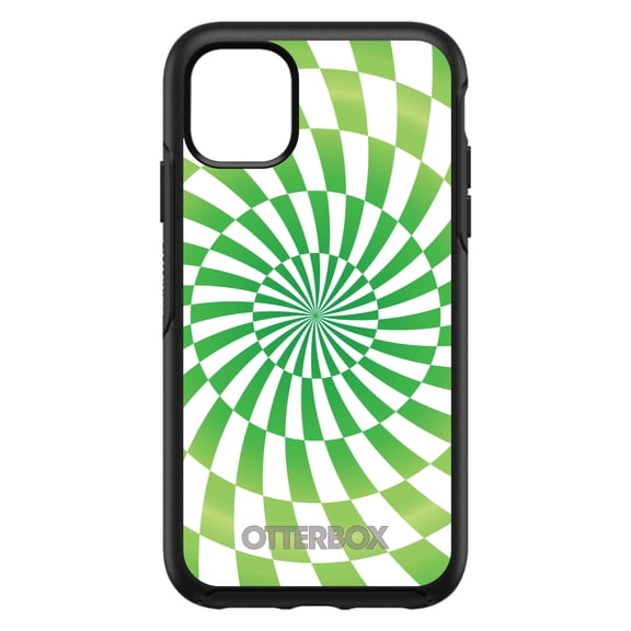 DistinctInk OtterBox Symmetry Custom Case for Apple iPhone 15 (6.1" Screen) - Green White Swirl Geometric - Lightweight Grip