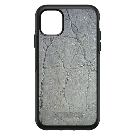 DistinctInk Case for iPhone 15 (6.1" Screen) - OtterBox Symmetry Custom Black Case - Grey Cracked Concrete