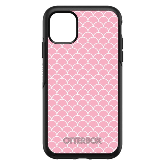 DistinctInk OtterBox Symmetry Custom Case for Apple iPhone 15 (6.1" Screen) - Light Pink Scalloped Pattern - Lightweight Grip