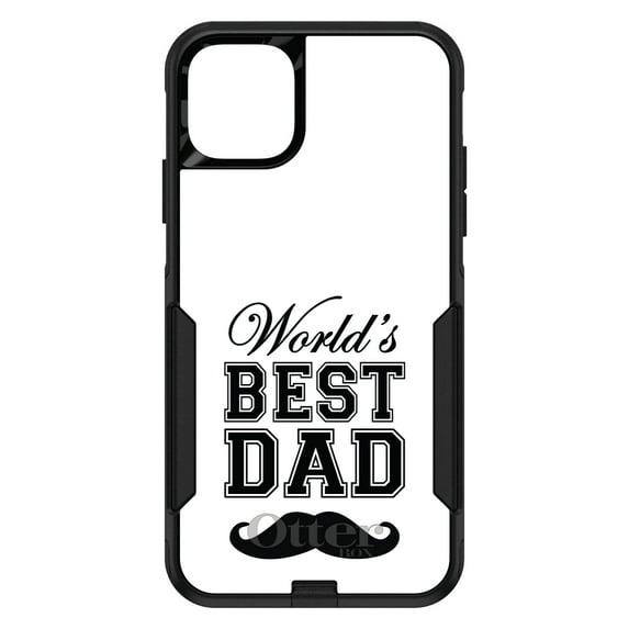 DistinctInk Case for iPhone 15 PLUS (6.7" Screen) - OtterBox Commuter Custom Black Case - Black World's Best Dad Moustache - Happy Father's Day