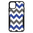 thumbnail image 1 of DistinctInk Case for iPhone 15 PLUS (6.7" Screen) - OtterBox Commuter Custom Black Case - Blue Grey Chevron Stripes - Chevron Stripes Pattern, 1 of 2