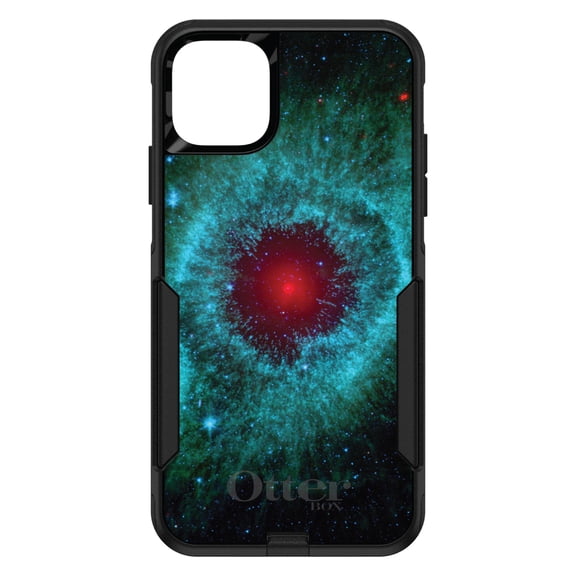 DistinctInk Case for iPhone 15 PLUS (6.7" Screen) - OtterBox Commuter Custom Black Case - Blue Teal Black Helix Nebula - Show Your Love of Astronomy
