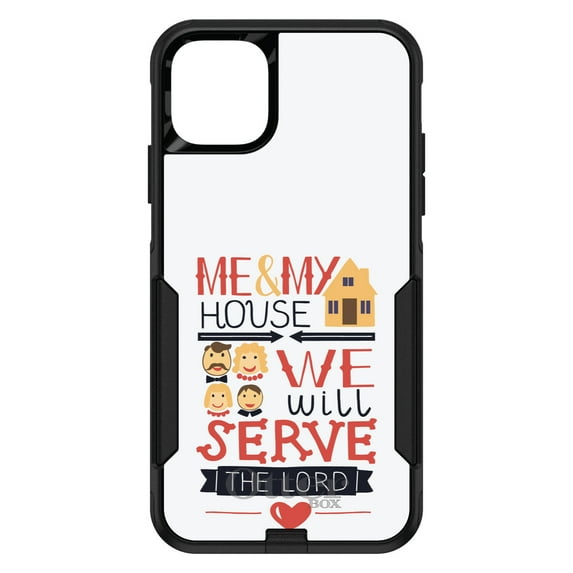 DistinctInk OtterBox Commuter Custom Case for Apple iPhone 15 Plus (6.7" Screen) - Me & My House We Will Serve the Lord - Tempered Glass Back