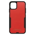 thumbnail image 1 of DistinctInk Case for iPhone 15 PLUS (6.7" Screen) - OtterBox Commuter Custom Black Case - Red Faux Leather Print Design - Printed Faux Leather Image, 1 of 2