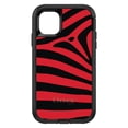 thumbnail image 1 of DistinctInk Case for iPhone 15 PLUS (6.7" Screen) - OtterBox Defender Custom Black Case - Black Red Zebra Skin Stripes, 1 of 2