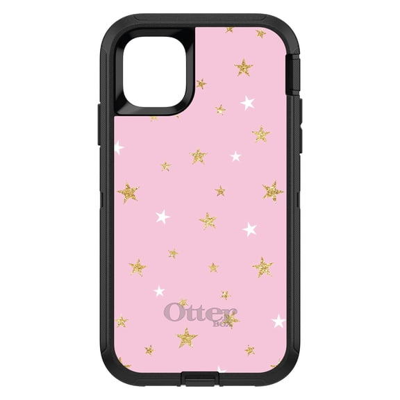 DistinctInk OtterBox Defender Custom Case for Apple iPhone 15 Plus (6.7" Screen) - Stars Pattern - Tempered Glass Back