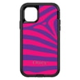 thumbnail image 1 of DistinctInk Case for iPhone 15 PLUS (6.7" Screen) - OtterBox Defender Custom Black Case - Purple Hot Pink Zebra Skin Stripes, 1 of 2