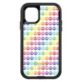 thumbnail image 1 of DistinctInk Case for iPhone 15 PLUS (6.7" Screen) - OtterBox Defender Custom Black Case - White Rainbow Peace Signs, 1 of 2