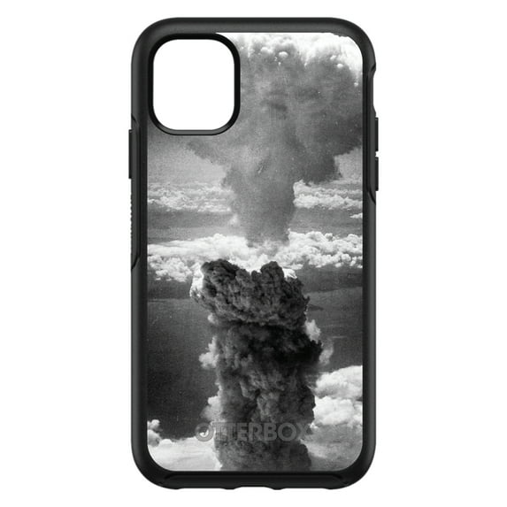 DistinctInk Case for iPhone 15 PLUS (6.7" Screen) - OtterBox Symmetry Custom Black Case - Nuclear Mushroom Cloud