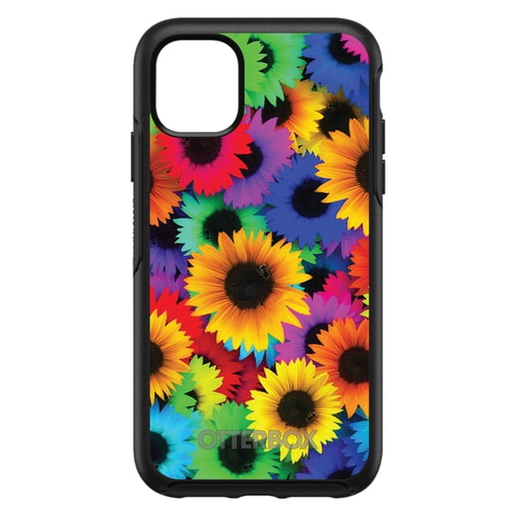 DistinctInk OtterBox Symmetry Custom Case for Apple iPhone 15 Plus (6.7" Screen) - Red Green Yellow Sunflowers - Wireless Charging Compatible