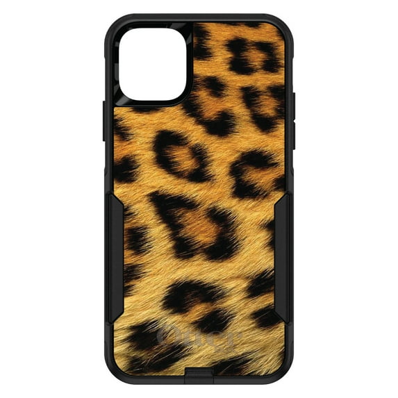 DistinctInk Case for iPhone 15 PRO (6.1" Screen) - OtterBox Commuter Custom Black Case - Brown Black Leopard Fur Skin Print