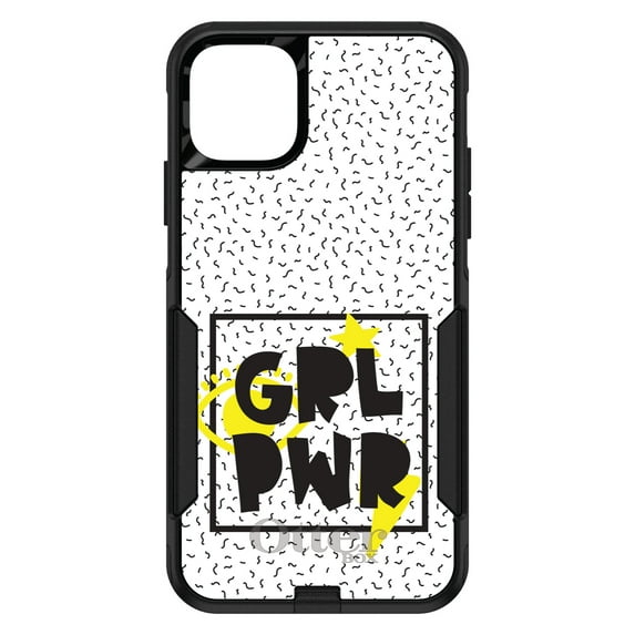 DistinctInk OtterBox Commuter Custom Case for Apple iPhone 15 Pro (6.1" Screen) - Yellow & Black Box - Tempered Glass Back
