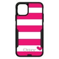 thumbnail image 1 of DistinctInk Case for iPhone 15 PRO (6.1" Screen) - OtterBox Commuter Custom Black Case - Hot Pink White Stripes Heart - Chevron Stripes Pattern, 1 of 2