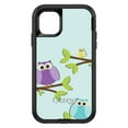 thumbnail image 1 of DistinctInk Case for iPhone 15 PRO (6.1" Screen) - OtterBox Defender Custom Black Case - Blue Purple Yellow Owls - Cartoon Owls, 1 of 2