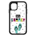 thumbnail image 1 of DistinctInk Case for iPhone 15 PRO (6.1" Screen) - OtterBox Defender Custom Black Case - Summer Graphics - It's Summer Cartoon Flip Flops, 1 of 2