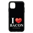 thumbnail image 1 of DistinctInk Case for iPhone 15 PRO (6.1" Screen) - OtterBox Symmetry Custom Black Case - Black White Red I Heart Bacon - Show Your Love of Bacon, 1 of 2