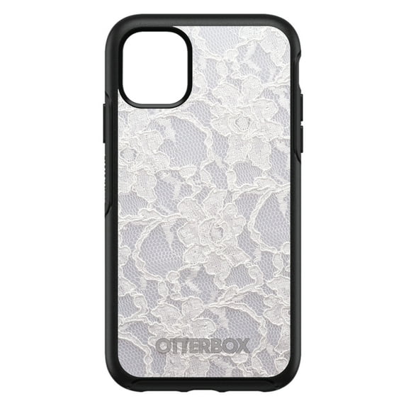 DistinctInk OtterBox Symmetry Custom Case for Apple iPhone 15 Pro (6.1" Screen) - White Lace Wedding - Slim Profile Design