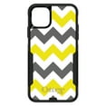 thumbnail image 1 of DistinctInk Case for iPhone 15 Pro MAX (6.7" Screen) - OtterBox Commuter Custom Black Case - Grey Yellow Chevron Stripes - Chevron Stripes Pattern, 1 of 2