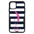 thumbnail image 1 of DistinctInk Case for iPhone 15 Pro MAX (6.7" Screen) - OtterBox Commuter Custom Black Case - Navy White Stripes Pink Love - Chevron Stripes Pattern, 1 of 2