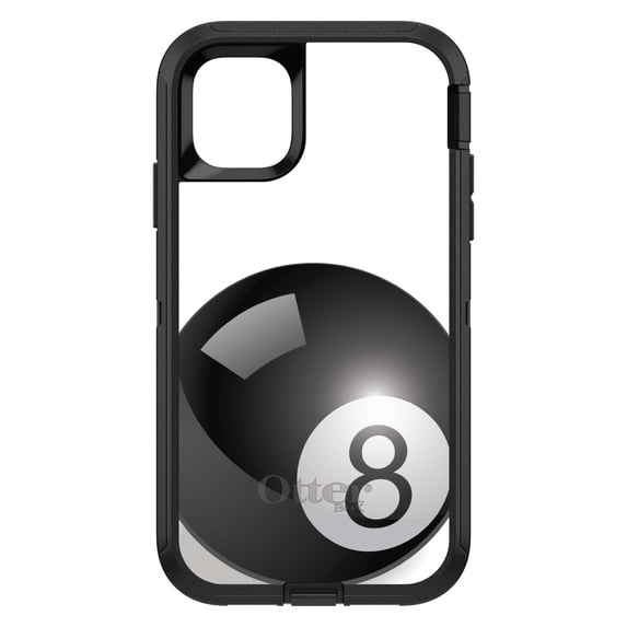 DistinctInk Case for iPhone 15 Pro MAX (6.7" Screen) - OtterBox Defender Custom Black Case - Black Eight Ball 8