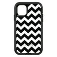 thumbnail image 1 of DistinctInk Case for iPhone 15 Pro MAX (6.7" Screen) - OtterBox Defender Custom Black Case - Black & White Chevron Stripes - Chevron Stripes Pattern, 1 of 2
