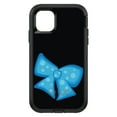 thumbnail image 1 of DistinctInk Case for iPhone 15 Pro MAX (6.7" Screen) - OtterBox Defender Custom Black Case - Light Blue Black Bow Ribbon - Cartoon Bows / Ribbons, 1 of 2