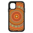 thumbnail image 1 of DistinctInk OtterBox Defender Custom Case for Apple iPhone 15 Pro Max (6.7" Screen) - Orange Teal Yellow Tribal Print - Raised Bezel Screen Guard, 1 of 2