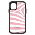 thumbnail image 1 of DistinctInk OtterBox Defender Custom Case for Apple iPhone 15 Pro Max (6.7" Screen) - Pink & White Zebra Skin Stripes - Tempered Glass Back, 1 of 2