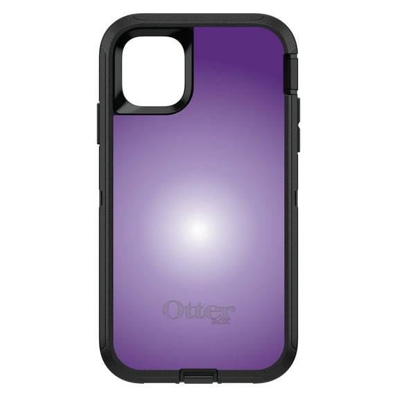 DistinctInk Case for iPhone 15 Pro MAX (6.7" Screen) - OtterBox Defender Custom Black Case - Purple White Gradient Burst