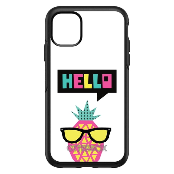 DistinctInk OtterBox Symmetry Custom Case for Apple iPhone 15 Pro Max (6.7" Screen) - Hello Cartoon Pineapple - Wireless Charging Compatible
