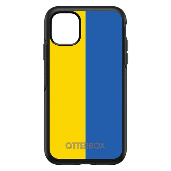 DistinctInk Case for iPhone 15 Pro MAX (6.7" Screen) - OtterBox Symmetry Custom Black Case - Ukraine Flag