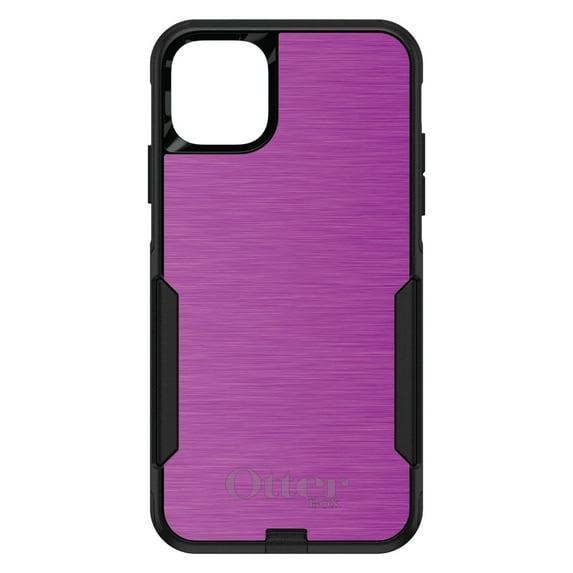 DistinctInk Case for iPhone 11 (6.1" Screen) - OtterBox Commuter Custom Black Case - Hot Pink Stainless Steel Image Print - Printed Image of Stainless Steel