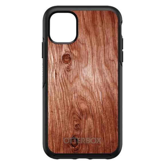 DistinctInk OtterBox Symmetry Custom Case for Apple iPhone 11 Pro Max (6.5" Screen) - Printed Wood Grain Image - Raised Bezel Screen Guard