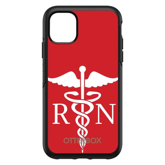 DistinctInk OtterBox Symmetry Custom Case for Apple iPhone 12 (6.1" Screen) - Show Your Support for Nurses - Shockproof Protection