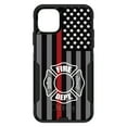 thumbnail image 1 of DistinctInk Case for iPhone 12 MINI (5.4" Screen) - OtterBox Commuter Custom Black Case - FD Thin Red Line Maltese Cross - Show Your Support for First Responders, 1 of 2