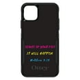 thumbnail image 1 of DistinctInk Case for iPhone 13 (6.1" Screen) - OtterBox Commuter Custom Black Case - Matthew 9:29 - Because of Your Faith, It Will Happen - Show Your Love of Christ, 1 of 2