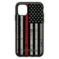 thumbnail image 1 of DistinctInk Case for iPhone 14 PLUS (6.7" Screen) - OtterBox Symmetry Custom Black Case - Weathered Thin Red Line US Flag - Show Your Support for First Responders, 1 of 2