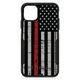 thumbnail image 1 of DistinctInk Case for iPhone 14 PRO (6.1" Screen) - OtterBox Commuter Custom Black Case - Weathered Thin Red Line US Flag - Show Your Support for First Responders, 1 of 2