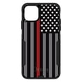 thumbnail image 1 of DistinctInk Case for iPhone 14 PRO (6.1" Screen) - OtterBox Commuter Custom Black Case - Thin Red Line US Flag Fire Rescue - Show Your Support for First Responders, 1 of 2