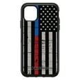 thumbnail image 1 of DistinctInk Case for iPhone 14 PRO (6.1" Screen) - OtterBox Symmetry Custom Black Case - Thin Blue Line Thin Red Line US Flag - Show Your Support for First Responders, 1 of 2