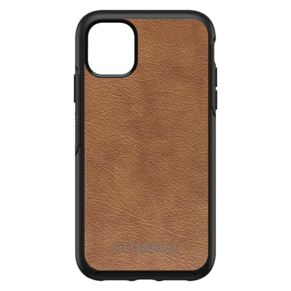DistinctInk OtterBox Symmetry Custom Case for Apple iPhone 15 (6.1" Screen) - Printed Faux Leather Image - Tempered Glass Back