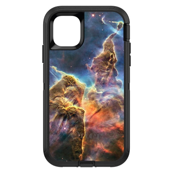 DistinctInk Case for iPhone 15 PLUS (6.7" Screen) - OtterBox Defender Custom Black Case - Blue Yellow Orange Carina Nebula - Show Your Love of Astronomy