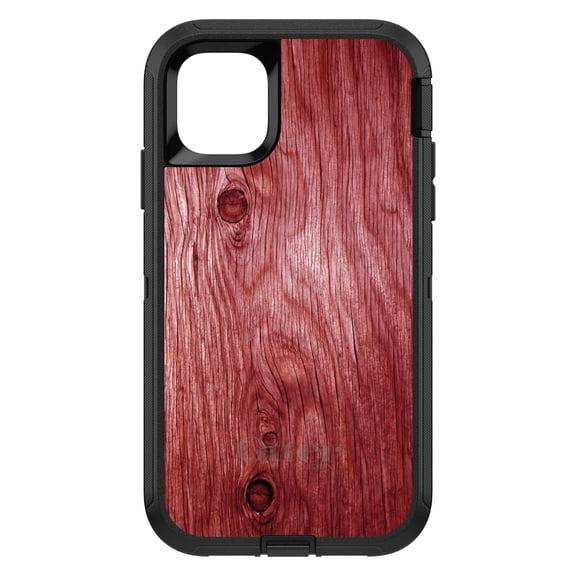 DistinctInk OtterBox Defender Custom Case for Apple iPhone 15 Plus (6.7" Screen) - Printed Wood Grain Image - Lightweight Grip